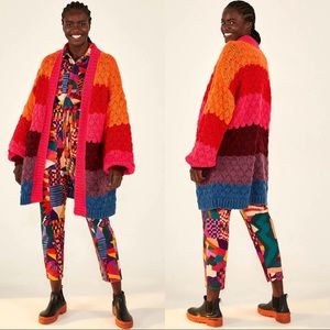 NWT | Farm Rio Oversized Multicolor Stripped Cardigan